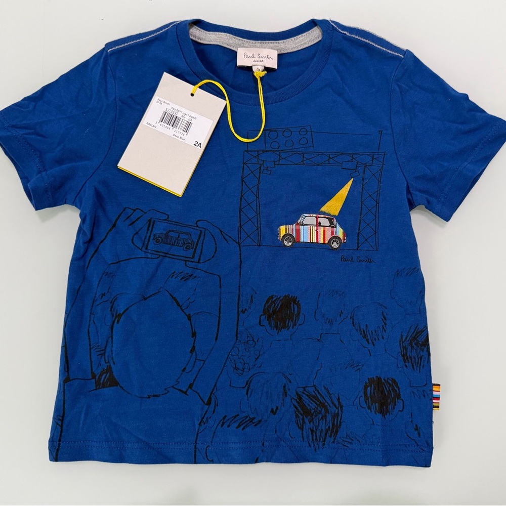 Paul Smith Royal Blue Boys' Graphic Tee with Black Sketch